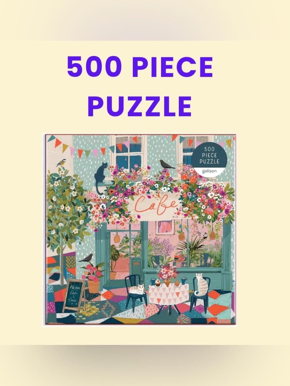Galison Teal & Pink Café 500-Piece Jigsaw Puzzle